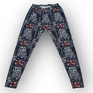 Always Fuzzy Velour Patterned Leggings Maroon Black Combo, Women’s Medium